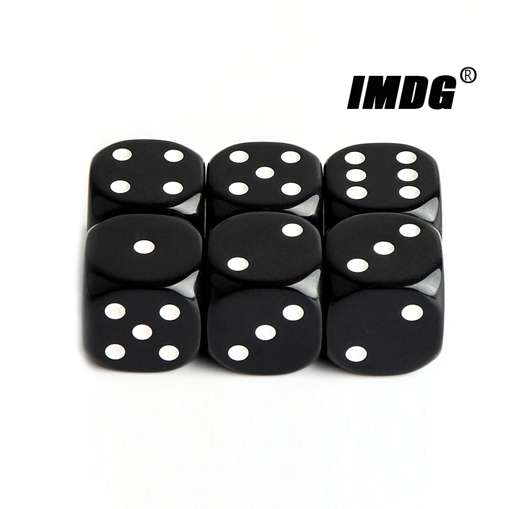 6pcs/pack New Acrylic Dice 25mm Red Black Round Corner High Quality Boutique Game Props Dice
