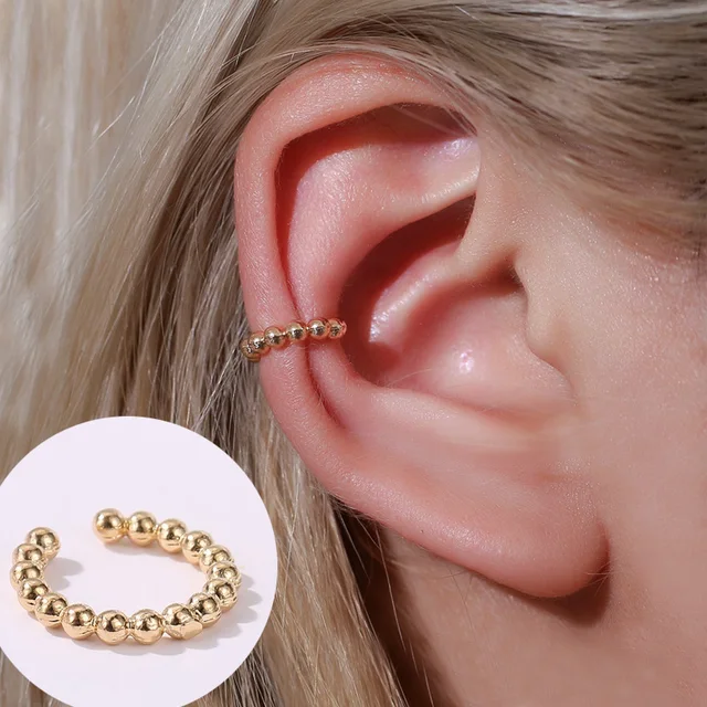 ZYZQ 1PC Punk Gold Metal Ear Cuff Ear Clip for Women No Pierced C Shape Geometric Small Earcuff Ear Wrap Earcuff Clips Jewelry QW-EH-7453