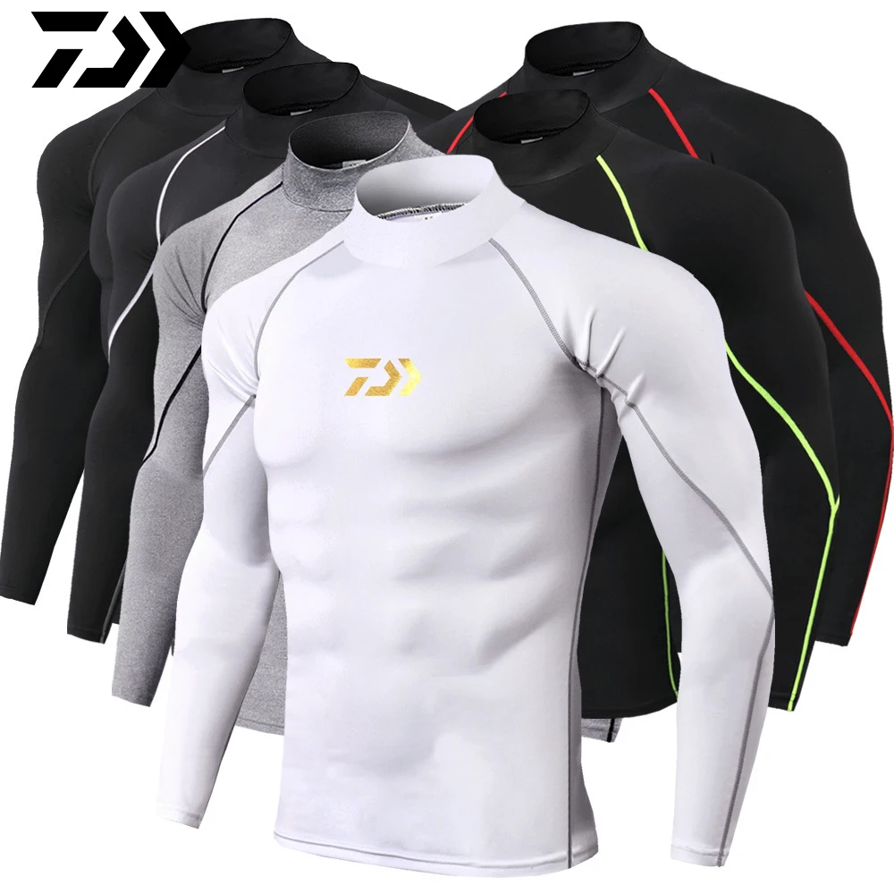 

DAIWA New Men's Sports Long-sleeved T-shirt Tight-fitting T-shirt Top Jogging Compression Quick Dry T-shirt Fishing Clothing