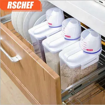 

RSCHEF 1pcs Plastic Kitchen Grain Storage Food Cereal Container Case Bean Bin Rice Storage Box Plastic Food Stocked Jar
