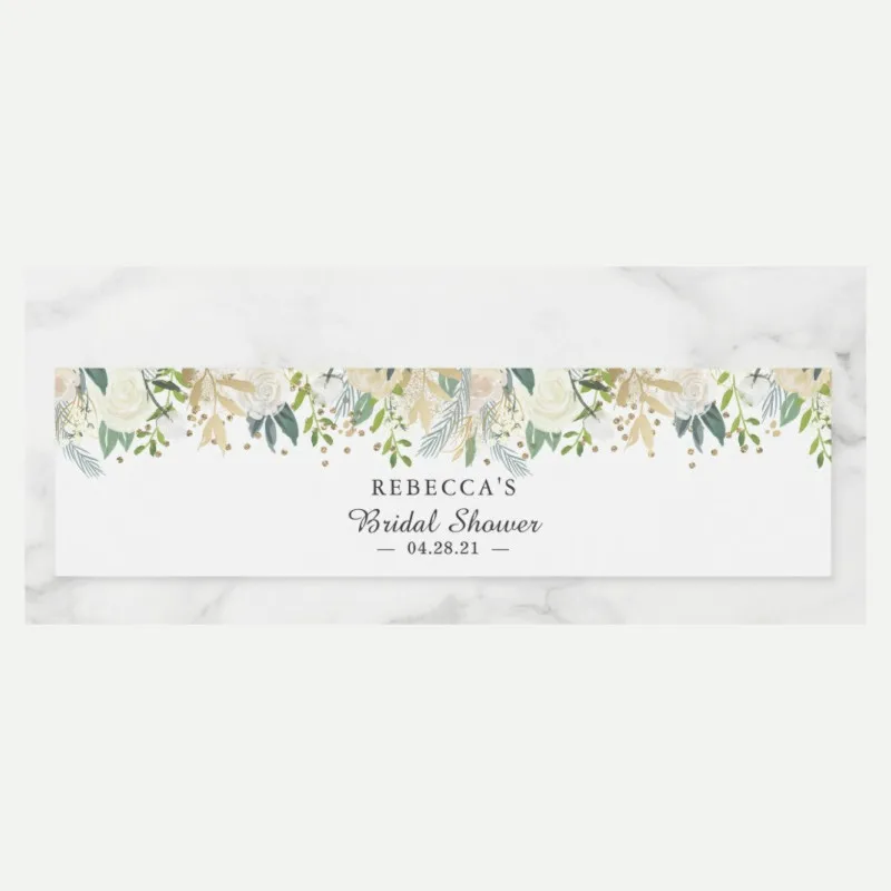 Water Bottle Label Waterproof Wedding Yellow Pink Flowers Green Celebration Supplies Customize Your Special Label 24 Pieces