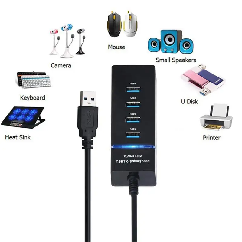 Высокая скорость 5 Гбит/с USB 3,0 концентратор 4 порта Мульти USB порт сплиттер конвертер адаптер для Macbook ноутбук ПК планшет компьютер