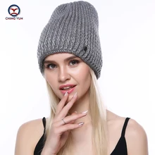 CHINGYUN, женская зимняя теплая шапка, вязаная шапка, новинка, мягкая, толстая, теплая, с рисунком, высокое качество, женская вязаная, металлические аксессуары, шапка, a19-23