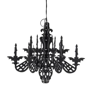 

3D Skeleton Chandelier Halloween Hanging Decorations Glitter Paper Ornaments Season Festive Party Decor HH