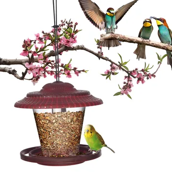 

Outdoor Wooden Birds House Shaped Feeder Food Container with Hang Rope for Garden Park Bird Feeder Hotel Table Seed Peanut