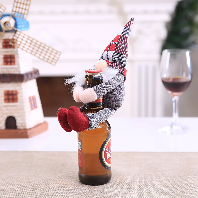 Christmas Accessories Wine Bottle Cover Set Santa Claus Snowman Bottle Cover Bag New Year Xmas Dinner Party Christmas Decoration