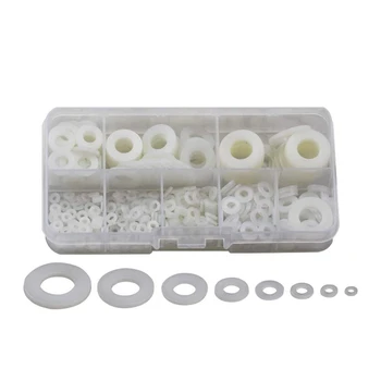 

550 PCS Nylon Flat Washers for Screws Washers Round Assorted Washers Multiple Size Classification Kit(White)