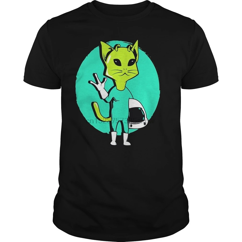 Мужская футболка с изображением инопланетяного кота мы входим в мир мяу пушистый