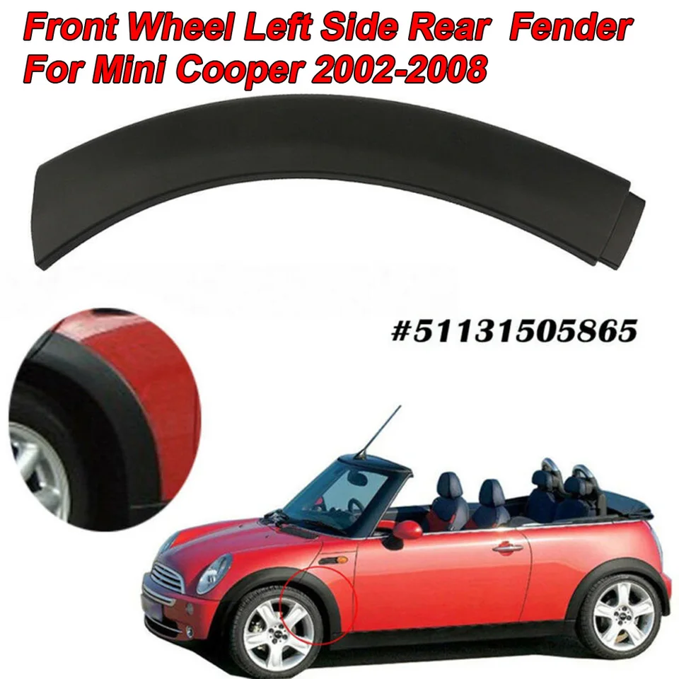 X AUTOHAUX Front Wheel Arch Trim Fender Rear Left Side Fender Flares Black 51131505865 for BMW Mini Copper