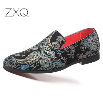 

Men Handmade Exquisite Embroidery Leather Shoes Colorful Party Dress Shoes Elegant Man Fashion Casual Flats Plus Size 48
