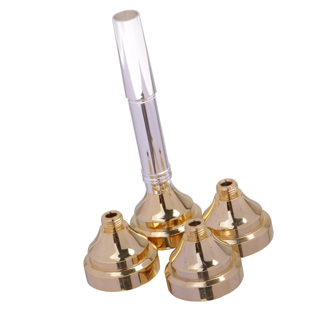 Trumpet Mouthpiece 4 Sizes Set 3C 5C 7C 1-1/2C Gold Plated Mouth Pieces Kit