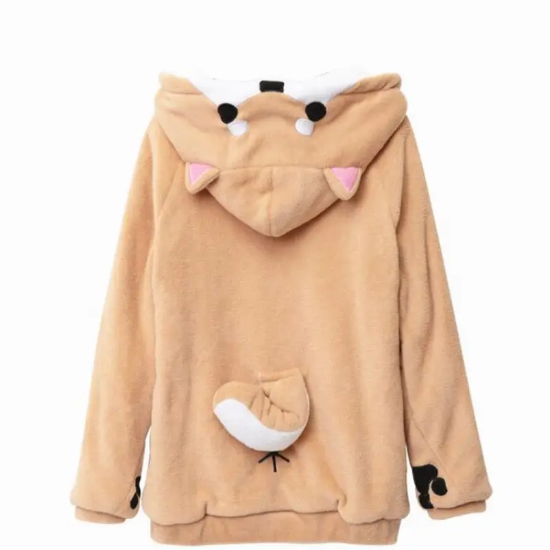 Новая мода Harajuku Плюшевые Милые Шиба ину пуловеры для женщин Kawaii Аниме толстовки с капюшоном уличная Осень Зима Топы
