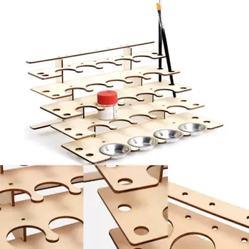 

24 Pots Modular Color Paint Collapsible Paint Box Organizer Tools Wooden Paint Bottles Storage Stand Rack Holder