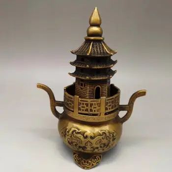 

Old copper Fortune lucky pagoda incense burner Home decoration Xuande Year