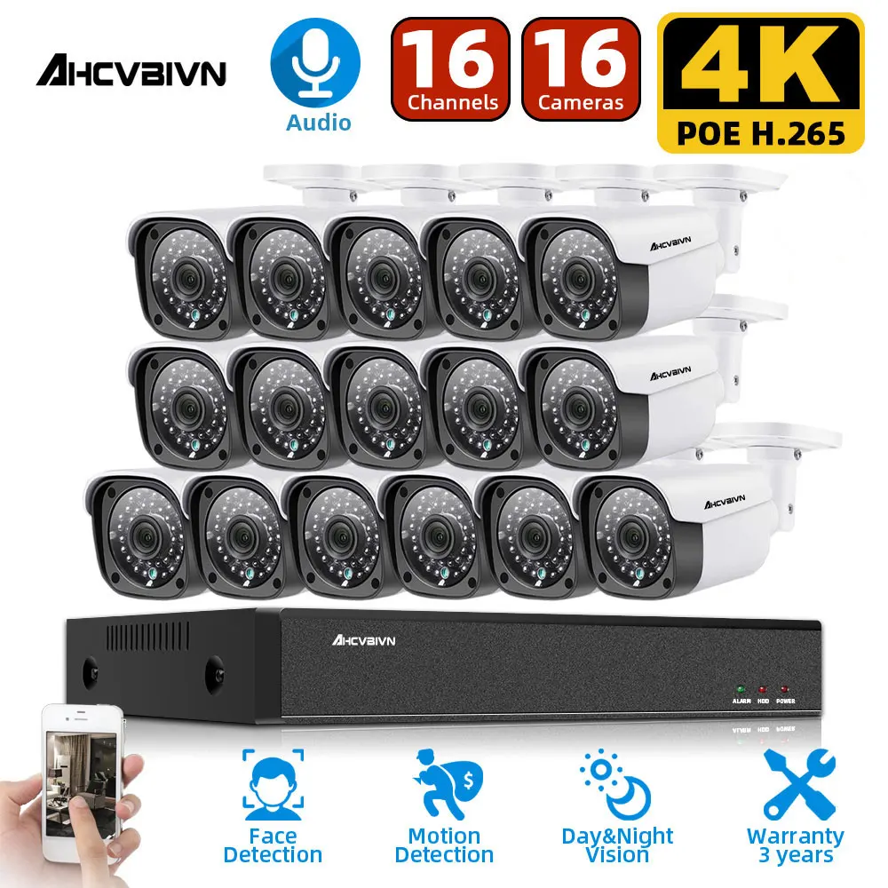 4K POE NVR Surveillance System 8.0MP IP Security Camera