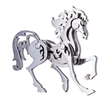 Modèle de cheval du zodiaque chinois en métal 3D, Kits de Puzzle, bricolage, artisanat de guerre détachable en acier inoxydable, jouets cadeaux pour enfants