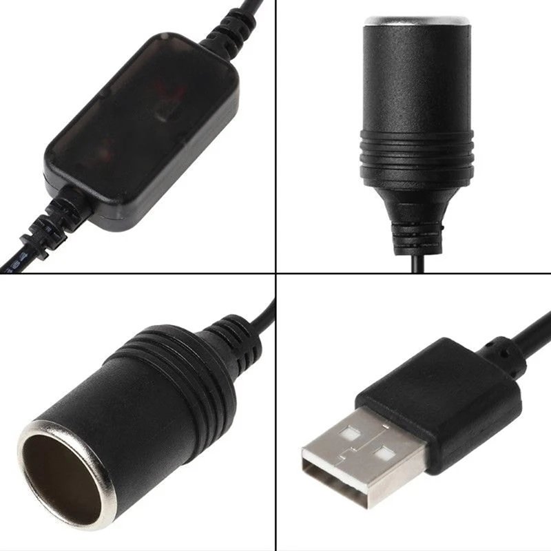 1PC USB 5V To 12V Car Cigarette Lighter Socket Female Converter Power Adapter Cable useful car accessaries