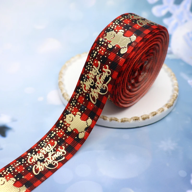 5 야드 1 25MM 크리스마스 눈송이 인쇄 Grosgrain 리본 머리 활 DIY 수제 재료 Y 2020091701