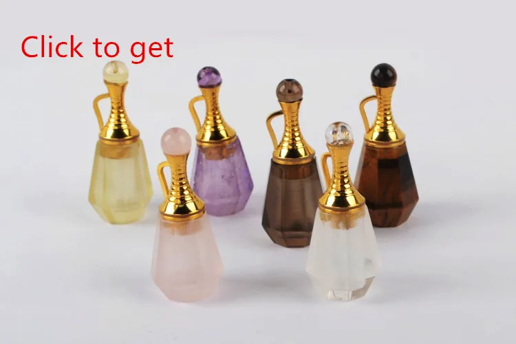BOROSA 3Pcs 26inch Perfume Bottle Necklace Gild Natural Gems Stone Essential Oil Diffuser Rose White Quartz Jewelry WX1223-N