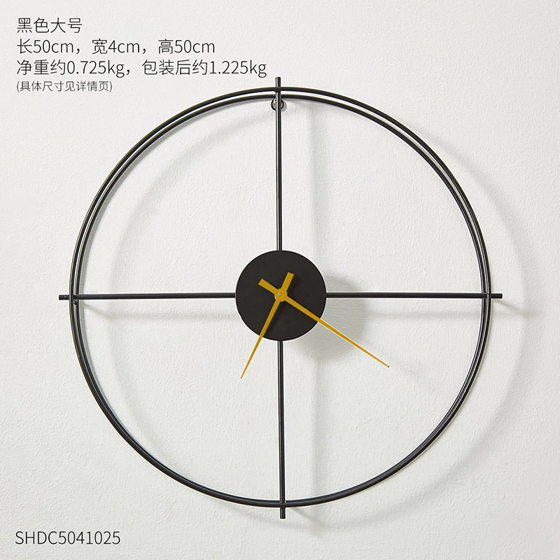 Wrought Iron Clock Wall Decoration Restaurant Background Hanging Decor Pendant Creative Simple Home Decoration Office Ornaments - Цвет: Large