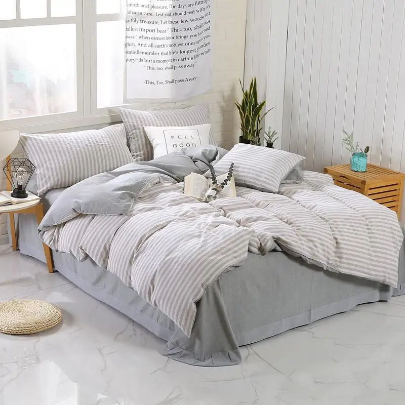 4 шт., пододеяльник queen King size, простыня, 2 подушки, shams, хлопок, очень мягкий и легкий в уходе, простой стиль, Комплект постельного белья - Цвет: Color 6