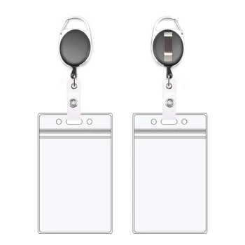 

Retractable Badge Holders with Carabiner Reel Clip and Vertical Style Heavy Duty ID Card Holders