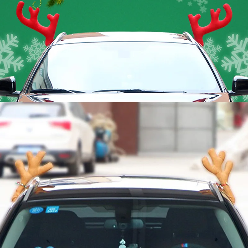 Рождественское украшение автомобиля головной убор северного оленя красный нос рога орнамент для автомобиля Рождественские украшения для дома новогодние украшения