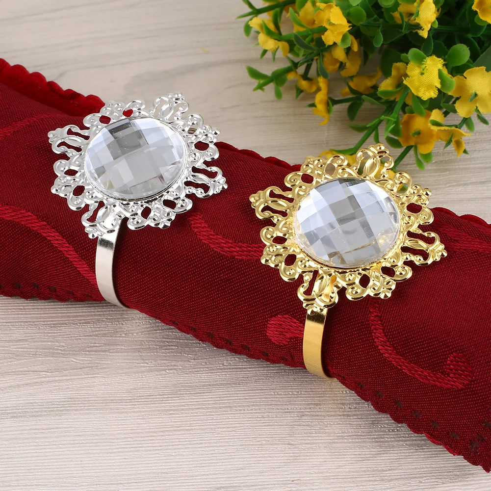 Napkin Ring Diamond Designed 12pcs Kitchen Napkin Rings Decor Banquet Dining& Bar Holder Luxurious Dinner Party Napkin Holder