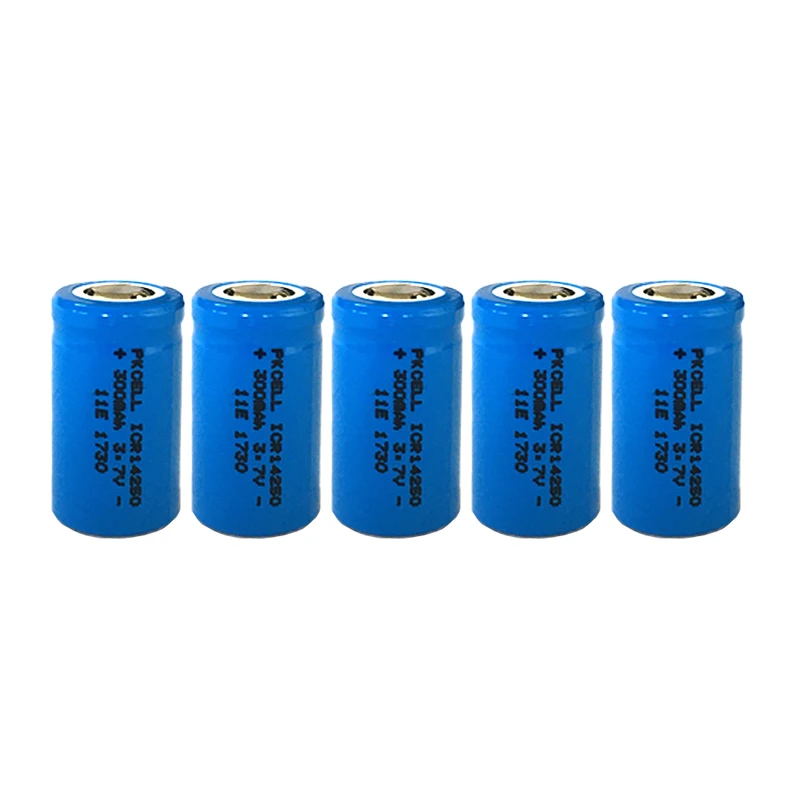

5PCS ICR14250 1/2AA 300mah lithium battery 14250 3.7v li-ion rechargeable batteries for Laser Sight Instrument
