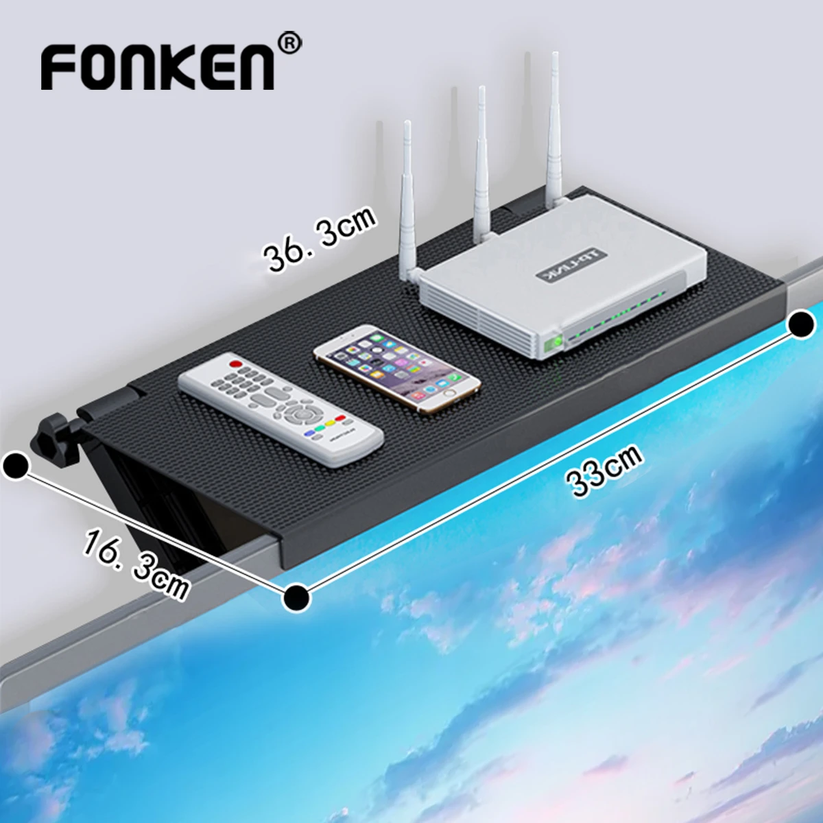 phone stand holder FONKEN TV Monitor Screen Top Storage Shelf Holder Rack for Media Boxes Game Console Router Remote Control Bracket mesa Stand adjustable phone stand