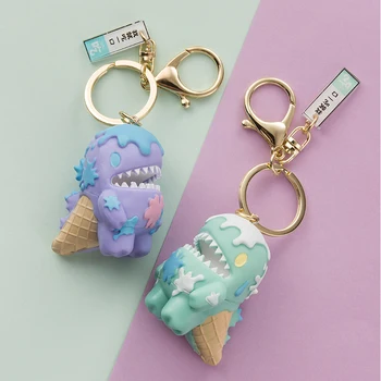 

New arrival 1pcs Girl Keychain New Fashion Key Ring Kingchain Ice Cream Monster Resin Cartoon Car Bag Creative Key holder