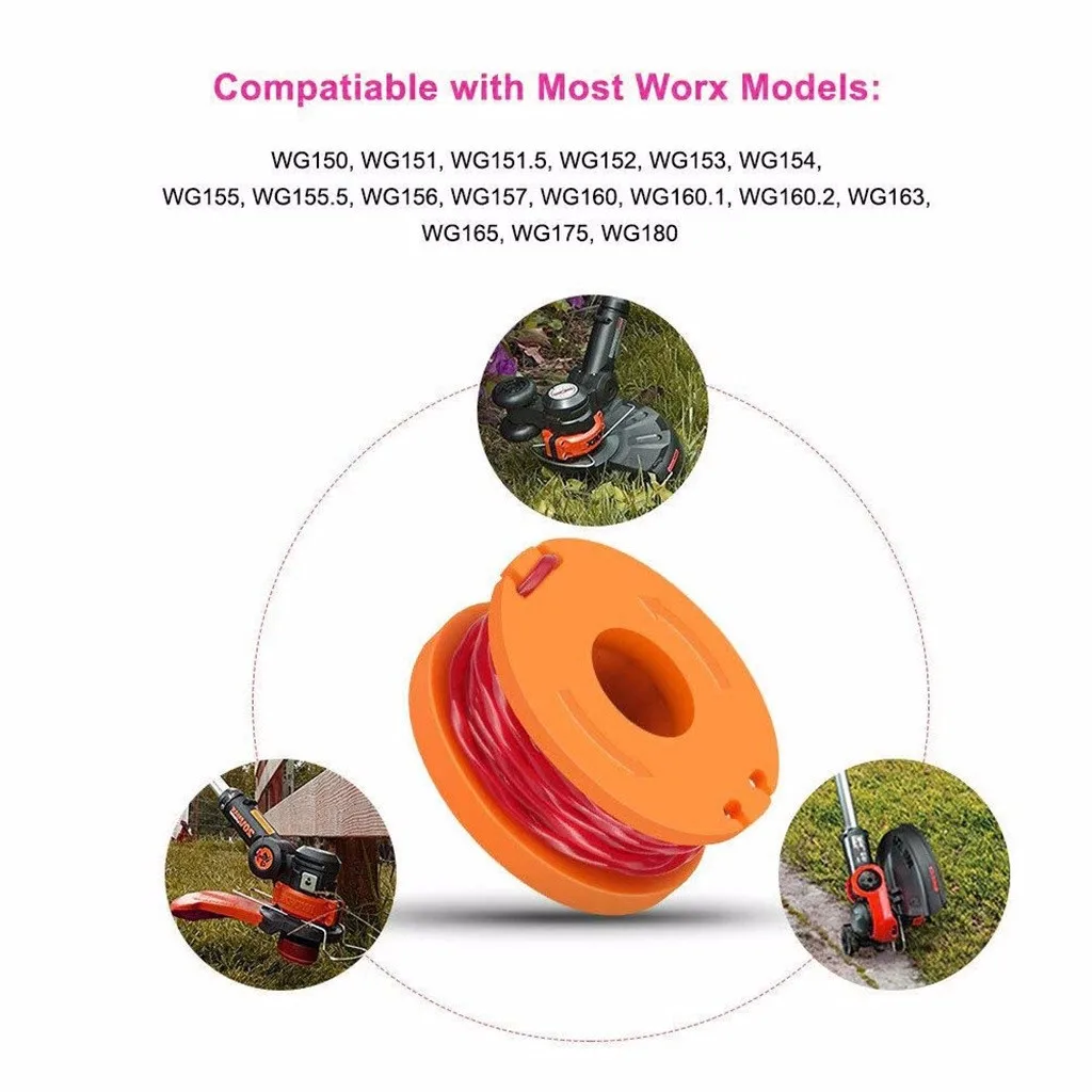For WORX WA0010 Replacement Spool Line For Grass Trimmer Edger 10ft 3/6/9/12-pack Grass trimmer line 1,65mm 6.4 ounces per