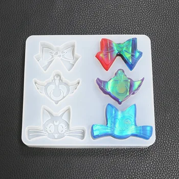 

Sailor Moon Bowknot Luna Shape DIY Silicon Mold Jewelry Making Tools Soap Necklace Pendant Transparent UV Epoxy Resin Mould