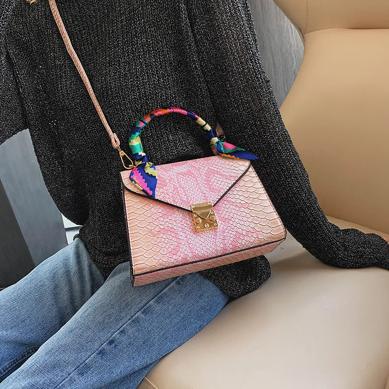Модная дизайнерская Высококачественная разноцветная сумка на плечо из змеиной кожи, сумка-мессенджер, сумка для женщин