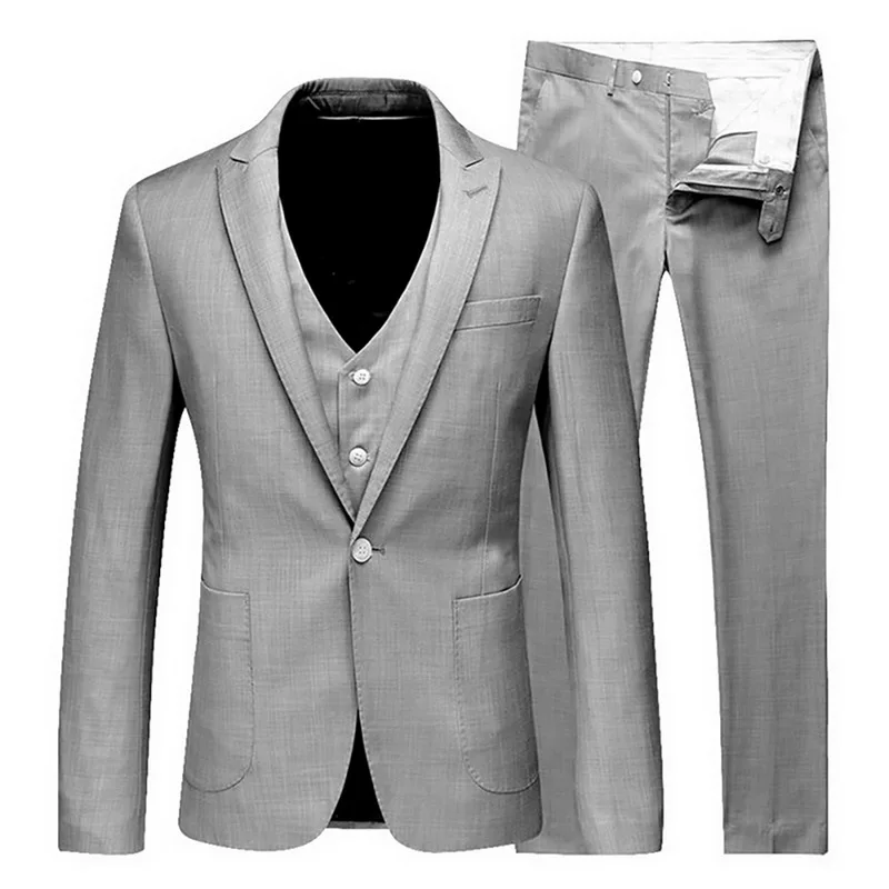 CYSINCOS, мужские одноцветные классические пиджаки из 3 предметов, мужской деловой блейзер+ жилет+ брюки, комплекты, весна-осень, тонкие свадебные комплекты
