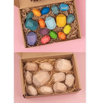 

Children's Rainbow Stone Blocks Building Block Educational Toy Creative Nordic Style Stacking Game