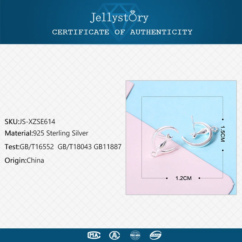 Jellystory модные 925 пробы серебряные серьги для женщин Кошка Луна в форме Серьги пусеты украшения Свадебная вечеринка подарки