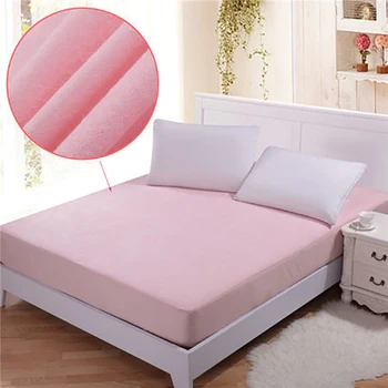 

Pink Terry Waterproof Mattress Cover Anti-mite Breathable Hypoallergenic Bed Protection Pad Mattress Protector Bed Bug Suit 1 PC