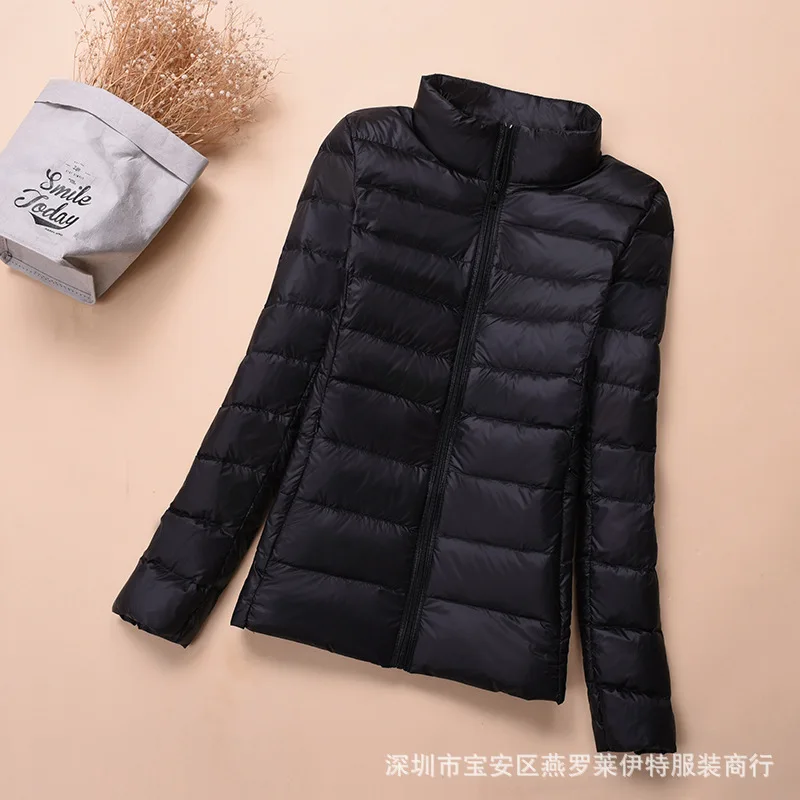 Thin down Jacket Women's Short Stand Collar Hooded Korean-style Autumn And Winter WOMEN'S Coat Low Price Promotion