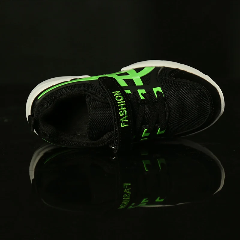 Fashion Bright Solid USB Led Light Up Kid Shoes Breathable Hook&Loop Children Charging Luminous Sneakers For Girl And Boy 22-30