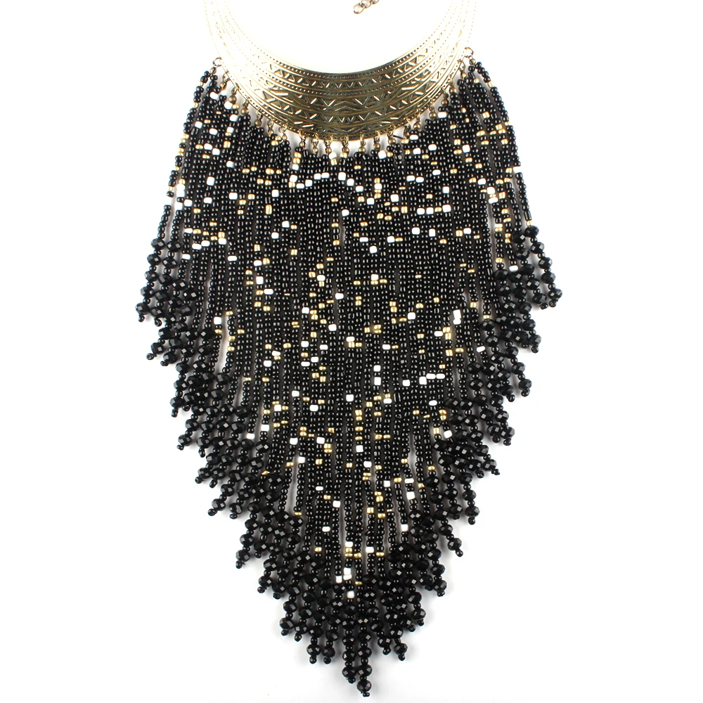 Клэр Цзинь длинное ожерелье с кисточками женские богемные маленькие бусы короткое колье, цепочка с кристаллами Mujeres Collares de moda ювелирные изделия в стиле "Бохо"
