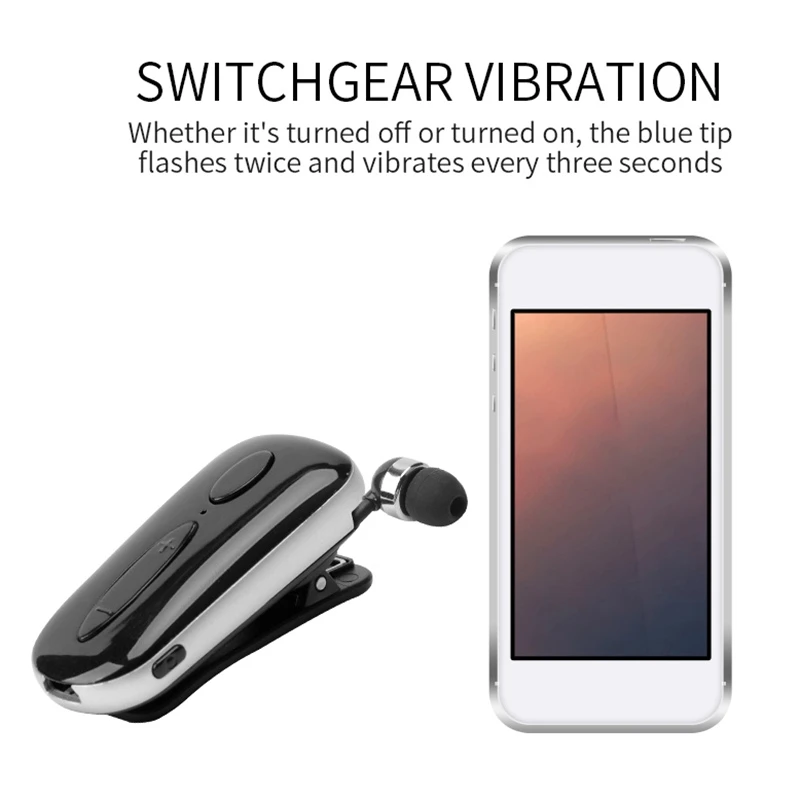 Pull Cord Retractable K36 Bluetooth Headset Lavalier Earplugs Business Universal Headset
