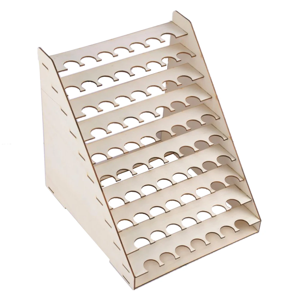 1Pcs Natural Wooden Storage Rack Stand 75 Holds Acrylic Paint Bottle Model Hobby Parts Painting Brush Tidy Holder