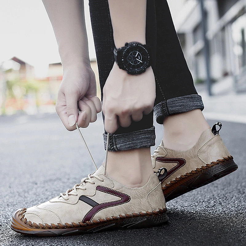 Mocasines cuero para hombre, informales, de verano, clásicos, informal, para hombre, chino, transpirable, informales, scarpe|Zapatos - AliExpress