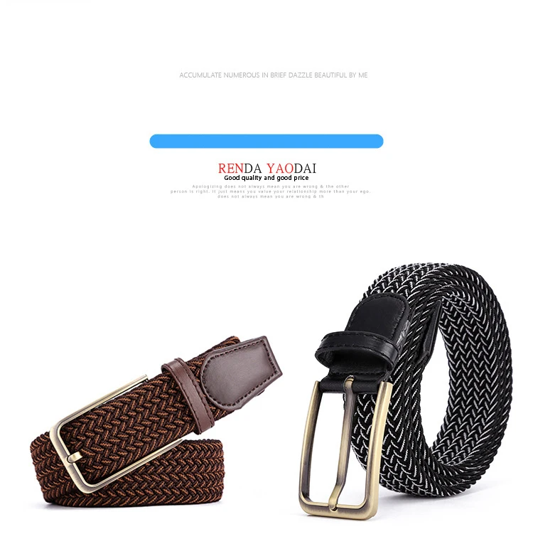 ZLD Men's and women's fashion new pin leather buckle elastic band stretch canvas woven belt ladies leisure belt business mens dress belts