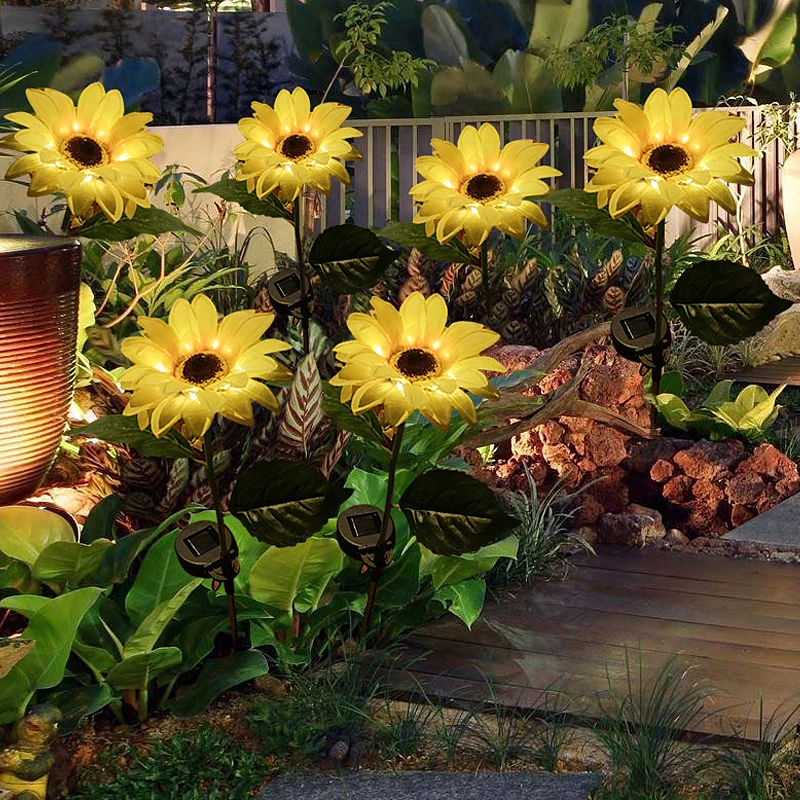 

8LED Solar Sunflower Insert Ground Simulation Lantern Fairy Fairy Light Outdoor Decoration Landscape Light Courtyard Garden Lawn