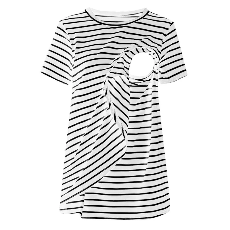 Telotuny/полосатая одежда для беременных и кормящих; короткая одежда для беременных женщин; одежда для кормления грудью; рубашка для беременных - Цвет: White