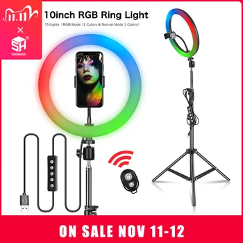 

10inch LED Ring Light Photography Selfie Ring Lighting with Tripod Stand for Smartphone Youtube Makeup Video Studio Ring Lamp