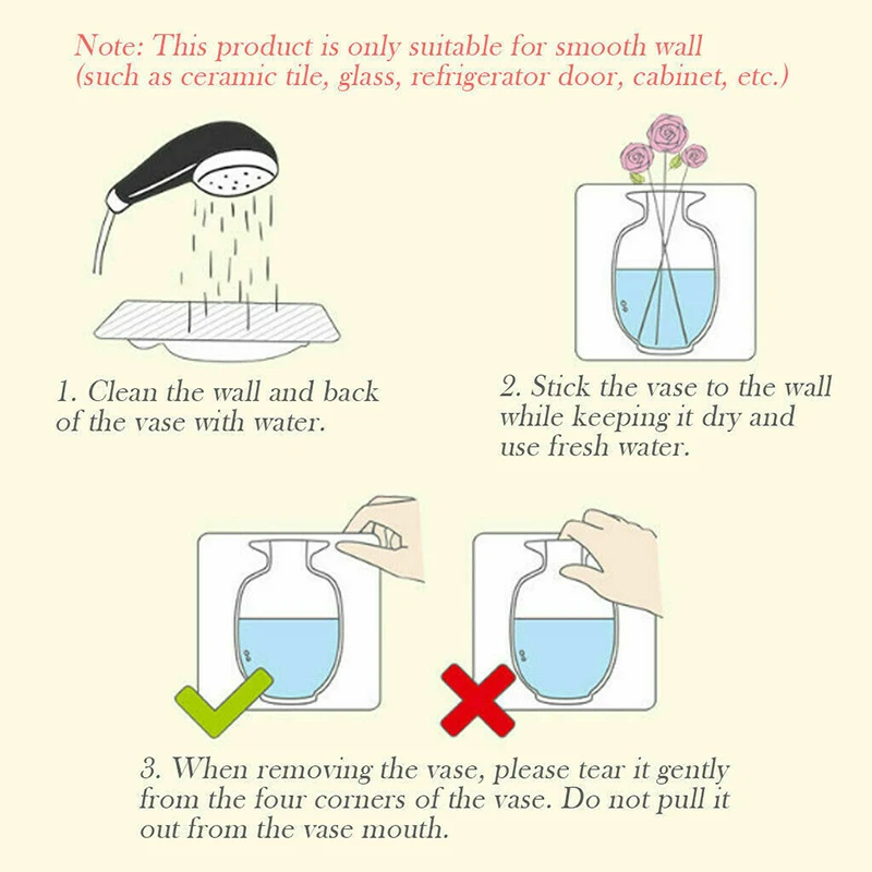 Wall Hanging Vase Rubber Silicone Sticky Flower Container Floret Bottle Decor