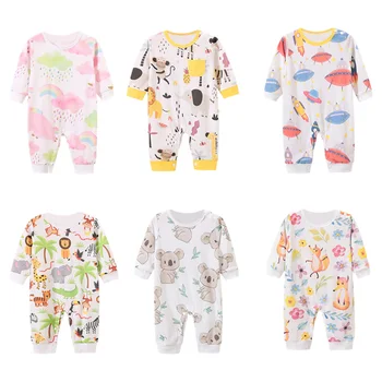 

2019 Spring Autumn New Infant Baby Boys Girls Cotton Long Sleeve Romper 6 Kinds Cute Cartoon Animals Printed Comfortable Romper